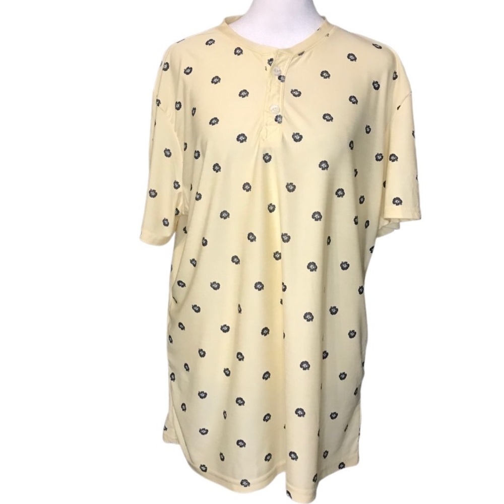 Bruno Milano Original Supersoft Henley Tee in Yellow Print Size Large
